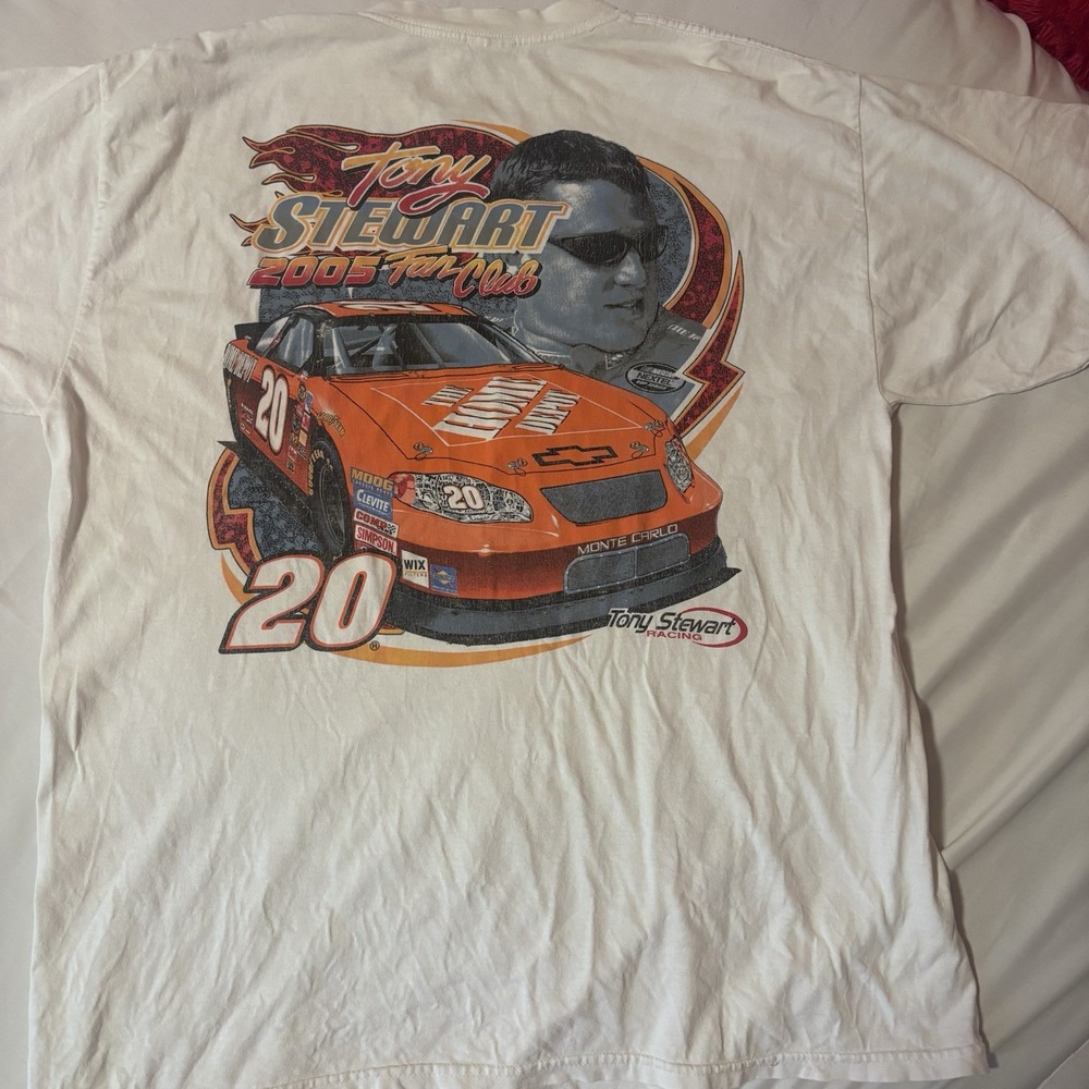vtg Tony Stewart 2005 Fan Club NASCAR Racing Tee Mens XL Gildan SunTrust Car